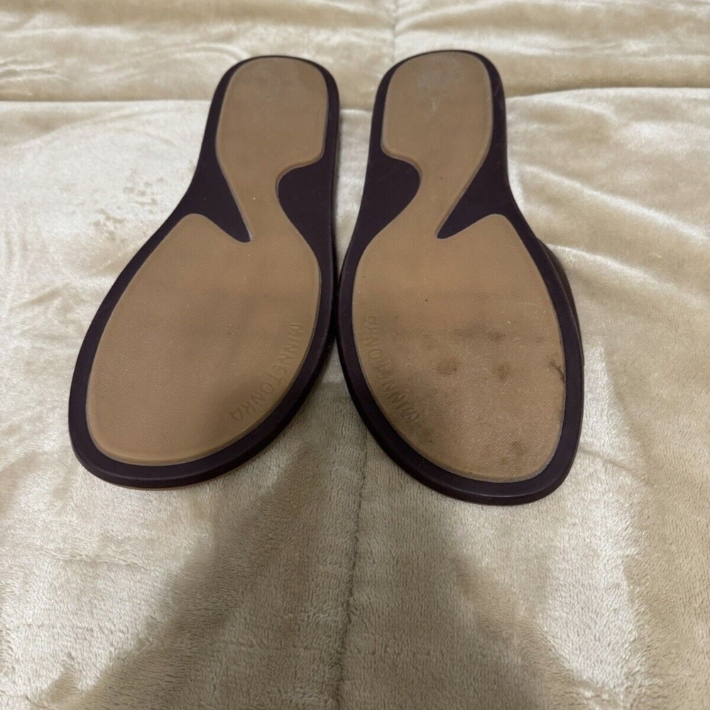 Minnetonka Size 9 Solid Brown Leather Open-Toe Sandals - EUC - Picture 3 of 6